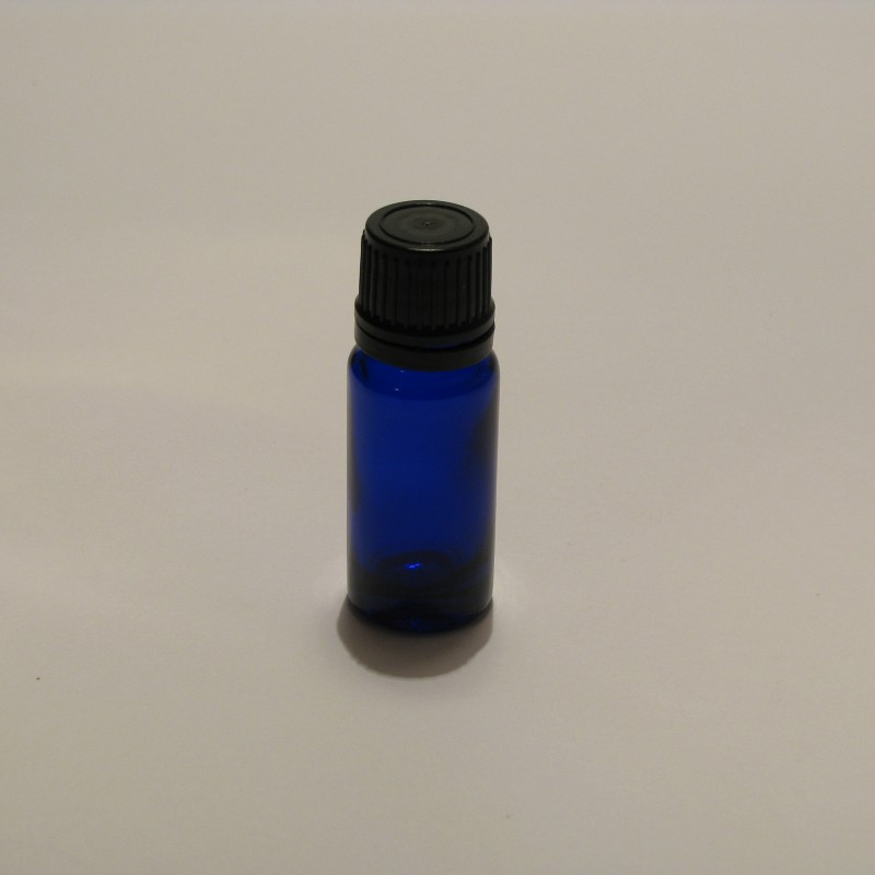 Steklenička Aroma 10 ml modro steklo s črno zaporko (za EO in tinkture)