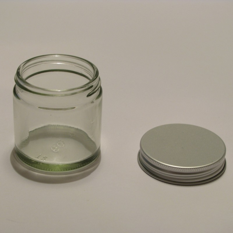 Lonček Aroma 50 ml prozorno steklo s srebrnim pokrovčkom