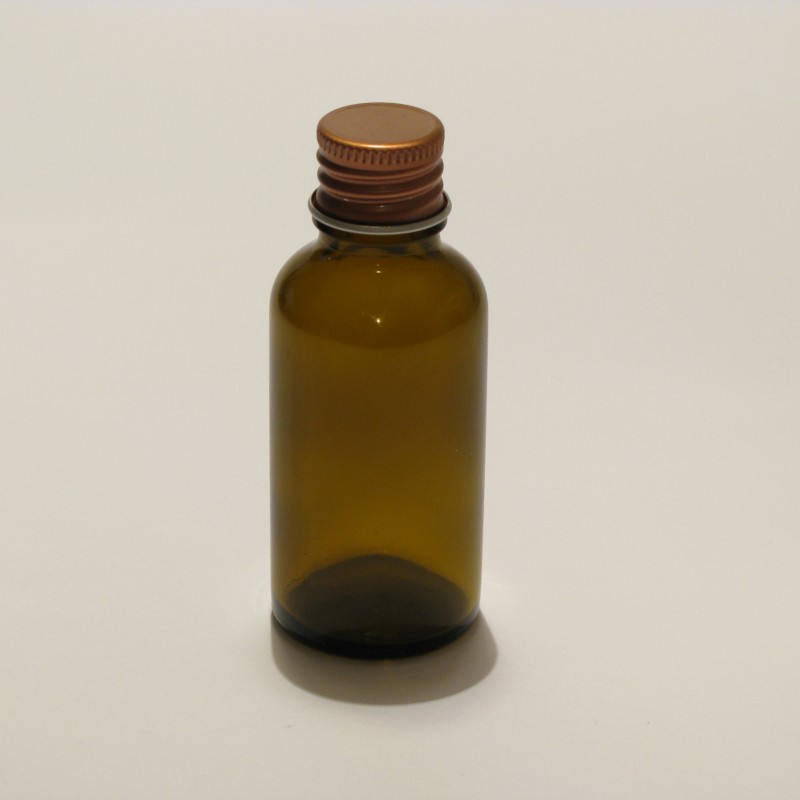 Steklenička Aroma 50 ml rjavo steklo z bakreno zaporko