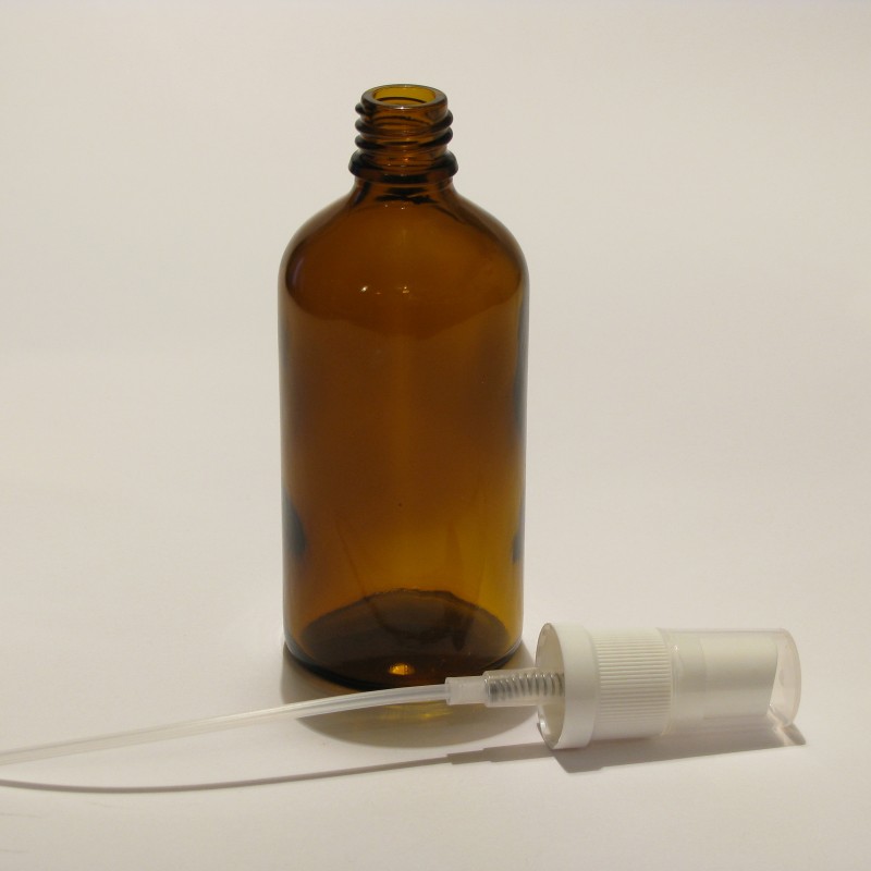 Steklenička Aroma 100 ml rjavo steklo z belo pumpico