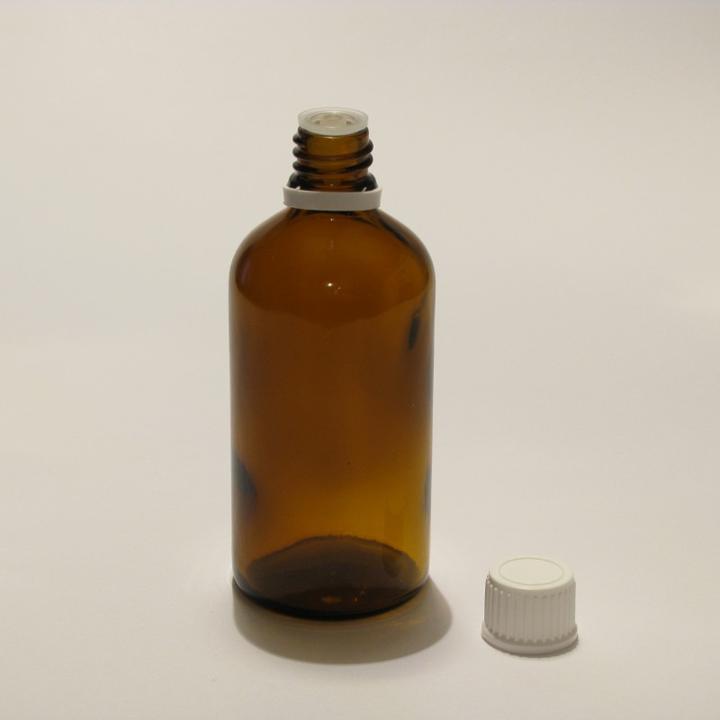 Steklenička Aroma 100 ml rjavo steklo z belo zaporko