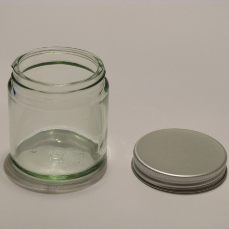 Lonček Aroma 100 ml prozorno steklo s srebrnim pokrovčkom