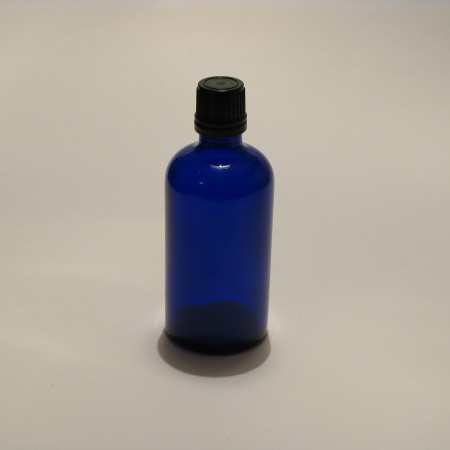 Steklenička Aroma 100 ml modro steklo s črno zaporko (za EO in tinkture)