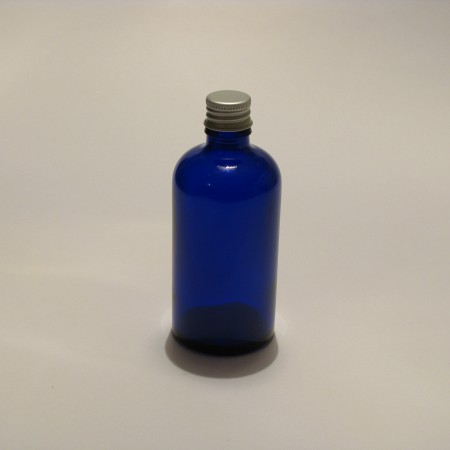 Steklenička Aroma 100 ml modro steklo s srebrno zaporko