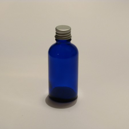 Steklenička Aroma 50 ml modro steklo s srebrno zaporko